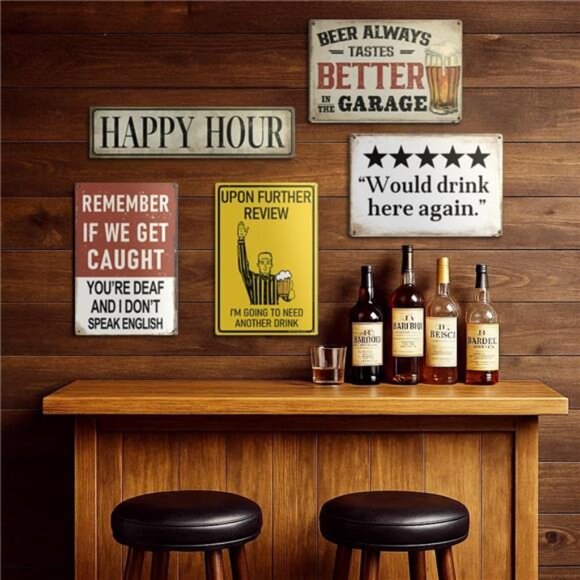 Metal Sign "Would drink here again" Funny Bar Sign or Man Cave Decor | 12x8″ - Picture 4 of 7